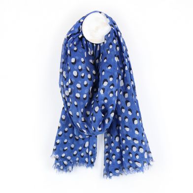 Blue Cotton Scarf with Shadow Dot Print by Peace of Mind